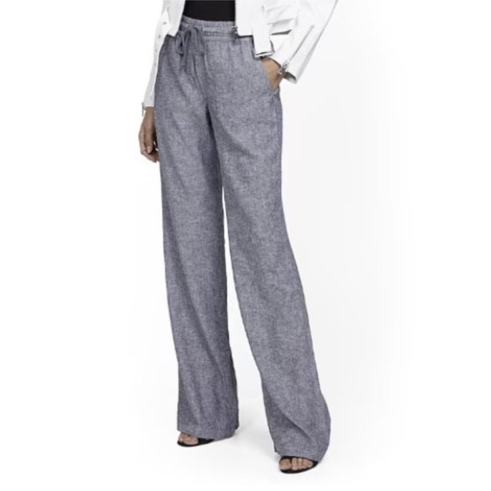 NWT SOHO Street NY & Co. Gray Linen Wide Leg Pants - Size Small - Picture 2 of 15